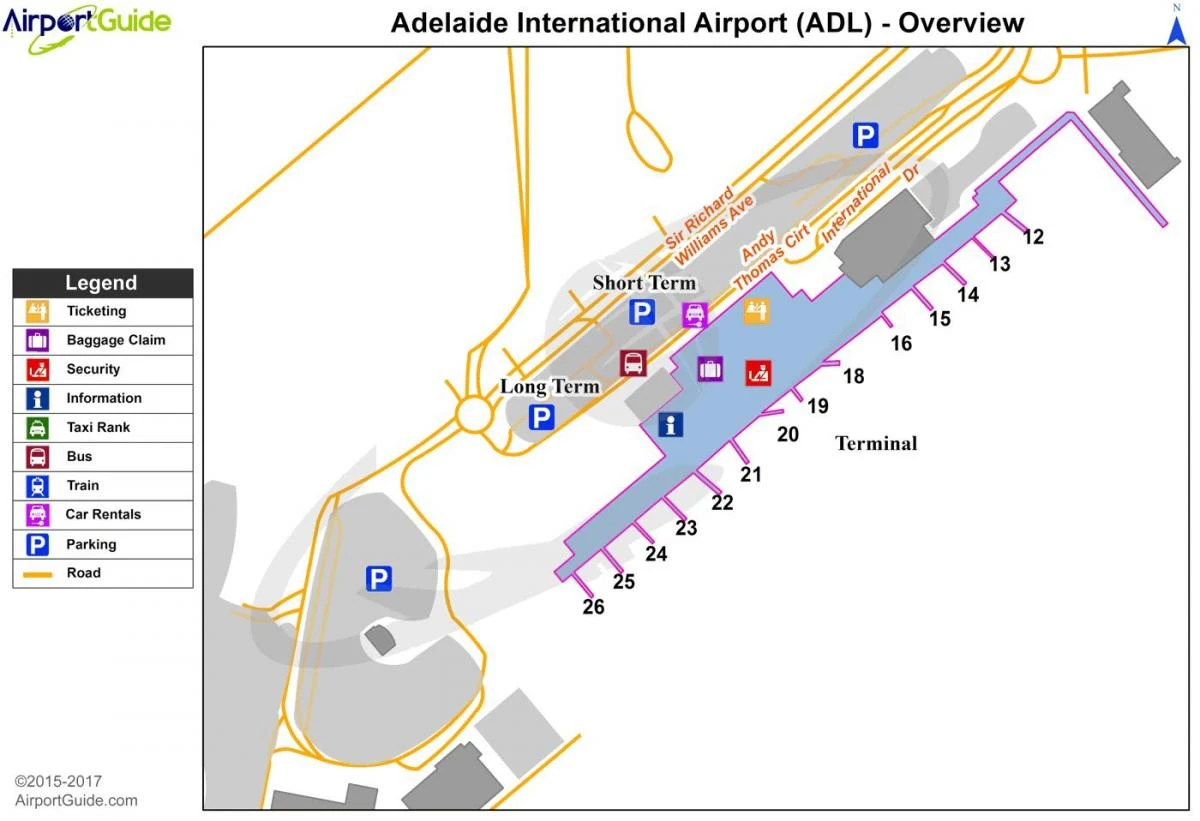 map of Adelaide airport