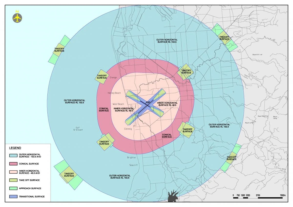 map of Adelaide airport noise