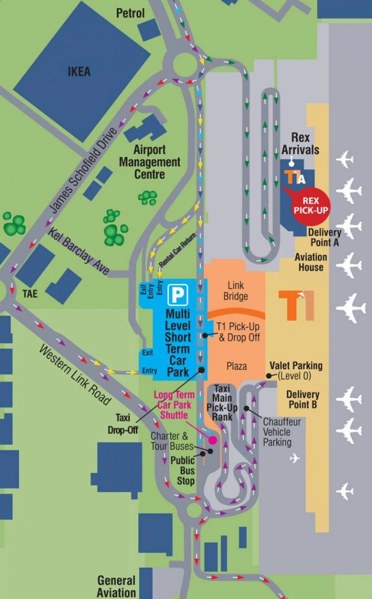 map of Adelaide airport parking