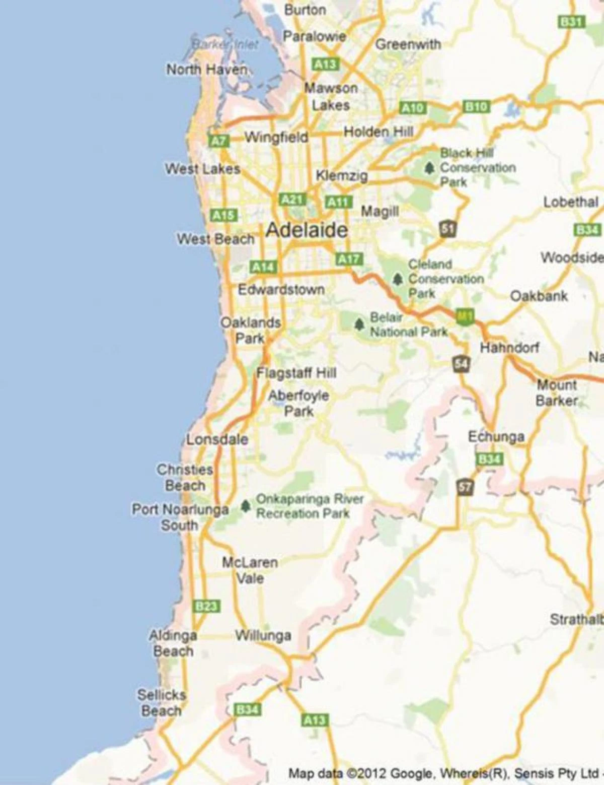 map of Adelaide beaches