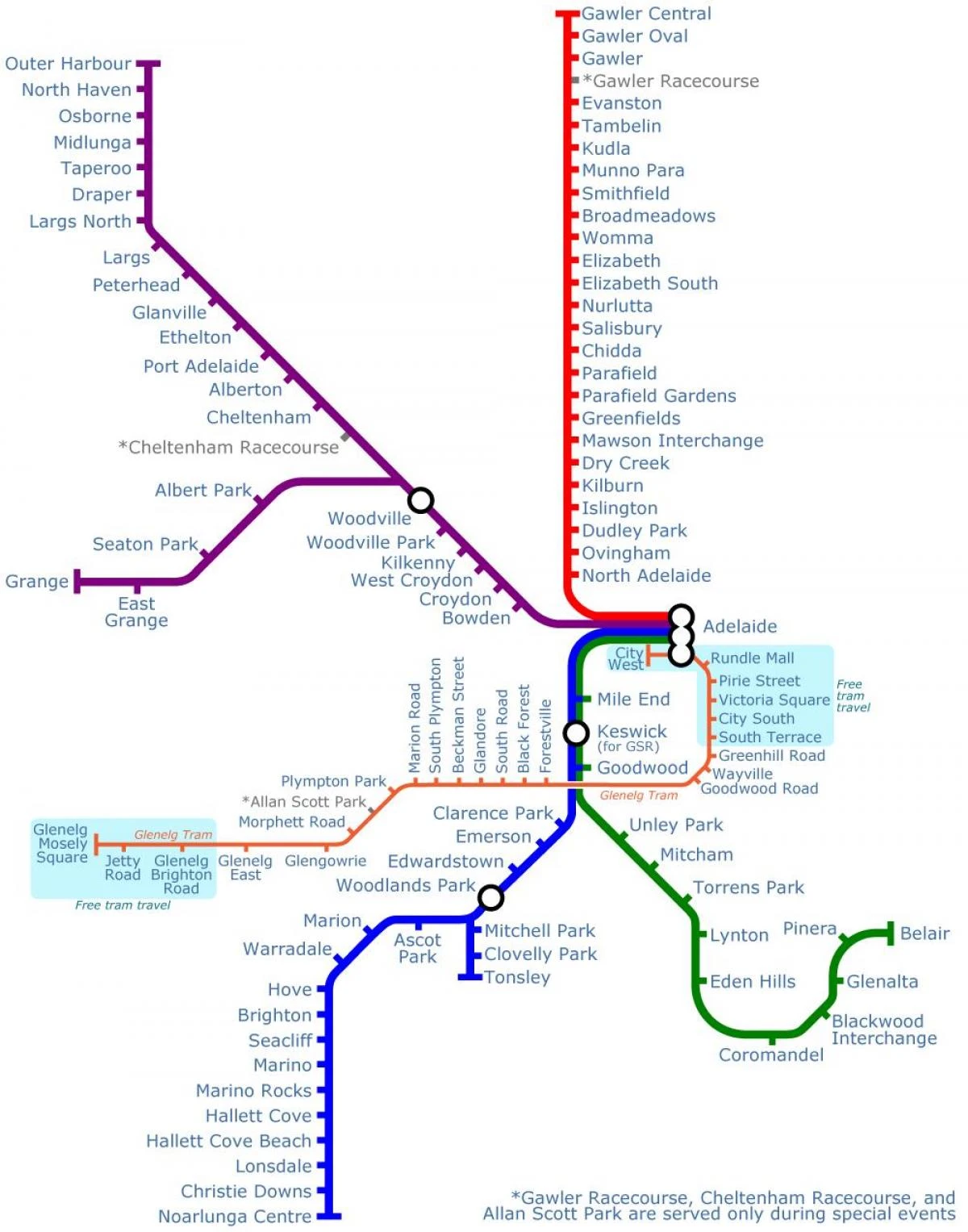 Adelaide subway map