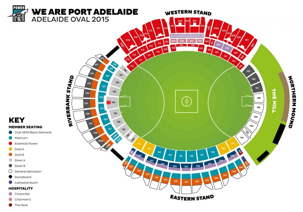Adelaide oval cricket seating map
