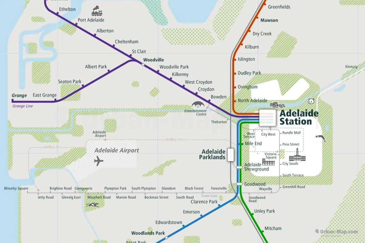 Adelaide railway station map