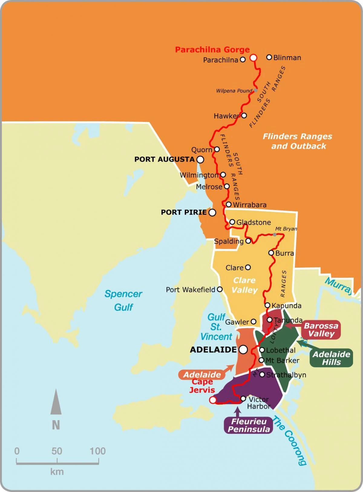 Adelaide regions map