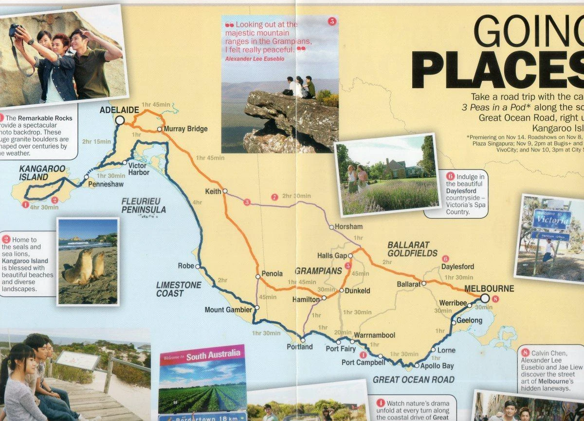 great ocean road map from Adelaide