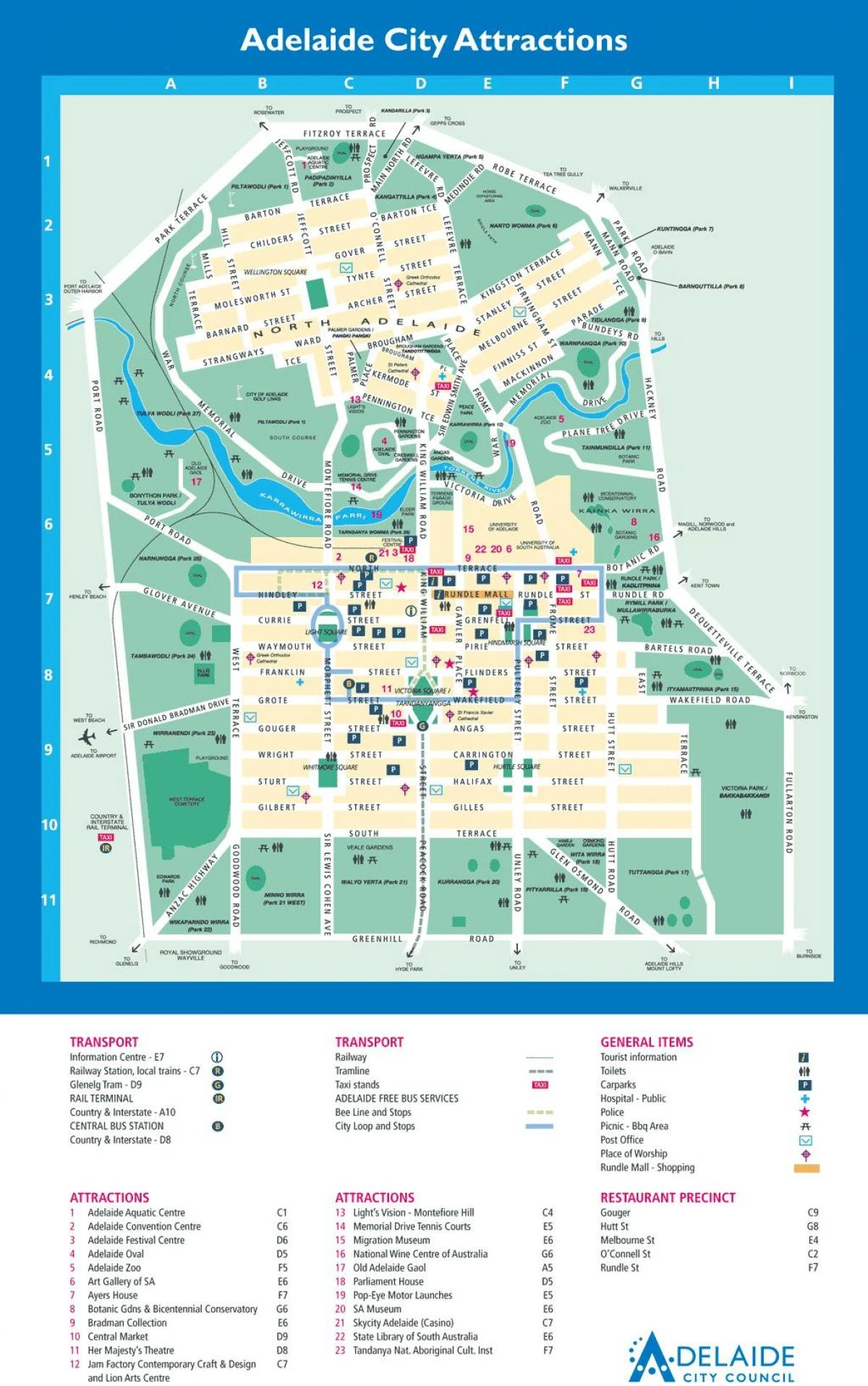 Adelaide attraction map