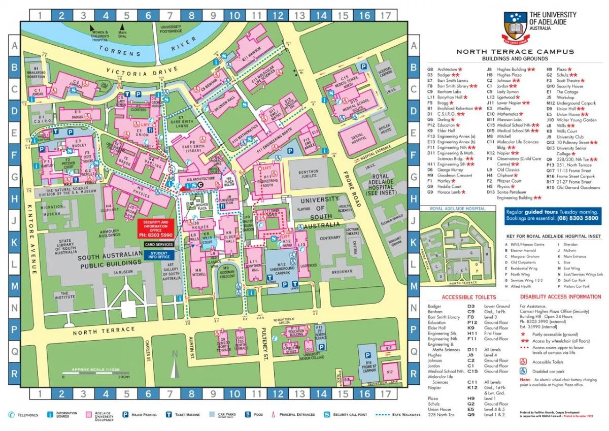 map of Adelaide uni