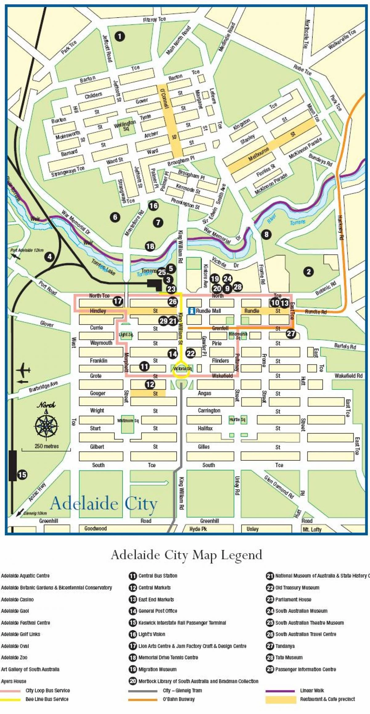 map of Adelaide city centre