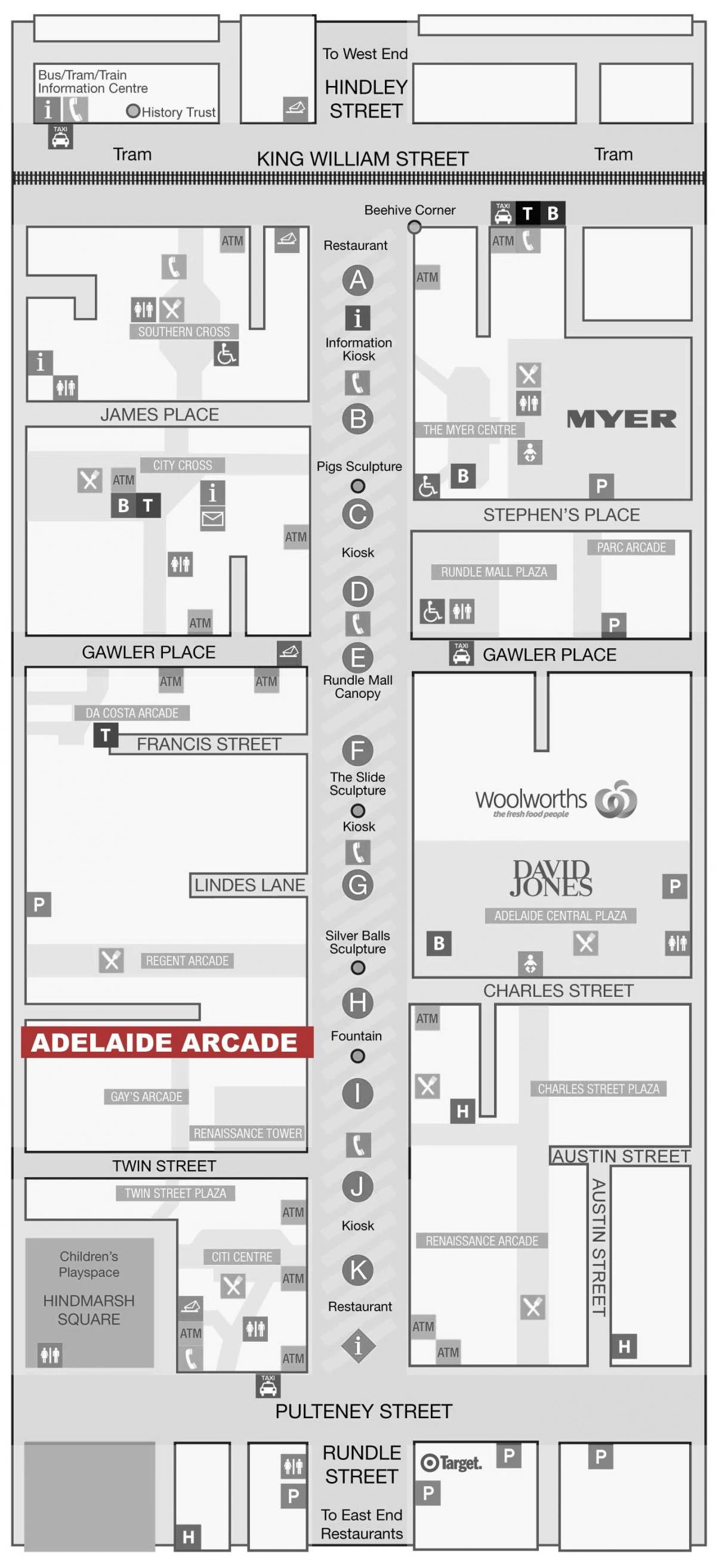 map of Rundle mall shops