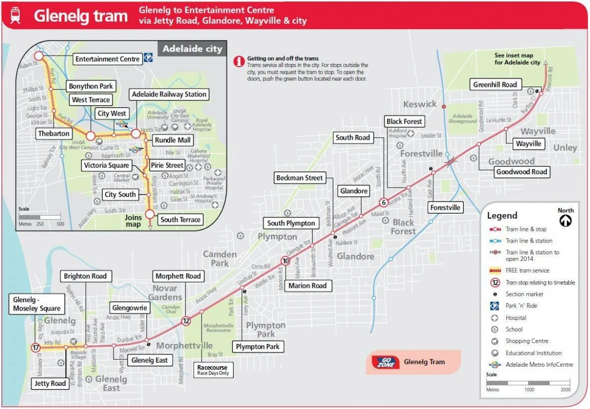 Adelaide tram route map