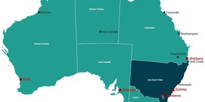 Map of australia showing Adelaide